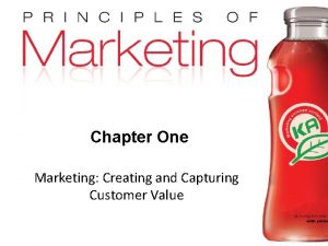 Chapter One Marketing Creating and Capturing Customer Value