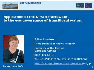 Application of the DPSIR framework to the ecogovernance