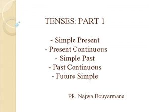 TENSES PART 1 Simple Present Present Continuous Simple