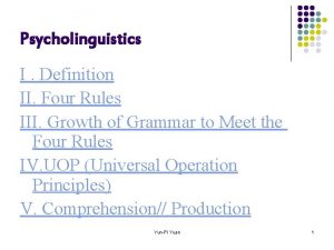 Psycholinguistics I Definition II Four Rules III Growth