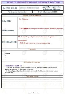 FICHE DE PREPARATION DUNE SEQUENCE DE COURS BAC