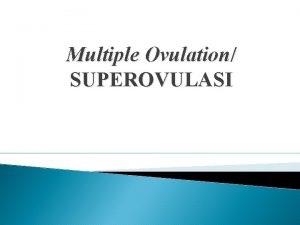 Multiple Ovulation SUPEROVULASI SUPER OVULASI multiple ovulation 1