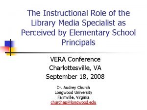The Instructional Role of the Library Media Specialist