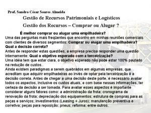 Prof Sandro Csar Soares Almeida Gesto de Recursos