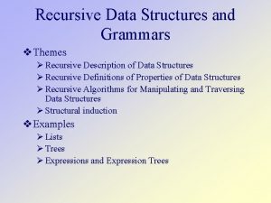 Recursive Data Structures and Grammars Themes Recursive Description