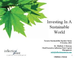 Investing In A Sustainable World Toronto Sustainability Speaker