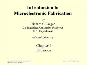 Introduction to Microelectronic Fabrication by Richard C Jaeger