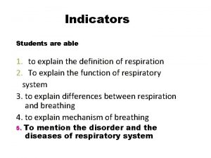 Indicators Students are able 1 to explain the