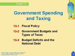 Chapter 13 Government Spending and Taxing 13 1