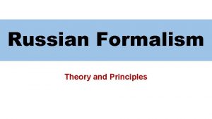 Key concepts of russian formalism