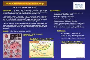 Medical Microbiology and Immunology Lab location Criss I