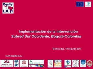 Implementacin de la intervencin Subred Sur Occidente BogotColombia