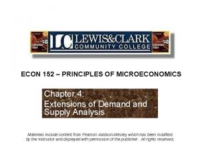 ECON 152 PRINCIPLES OF MICROECONOMICS Chapter 4 Extensions