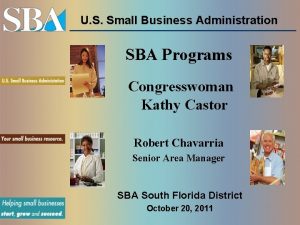 U S Small Business Administration SBA Programs Congresswoman