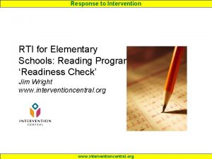 Response to Intervention RTI for Elementary Schools Reading