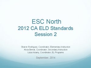 ESC North 2012 CA ELD Standards Session 2