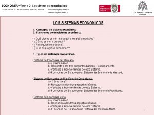ECONOMA Tema 2 Los sistemas econmicos C San