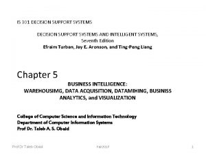 IS 301 DECISION SUPPORT SYSTEMS AND INTELLIGENT SYSTEMS