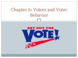 Chapter 6 Voters and Voter Behavior Objectives 1