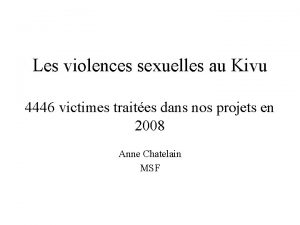 Les violences sexuelles au Kivu 4446 victimes traites