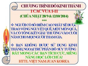 CHNG TRNH KINH THNH 1 CC VUA 1