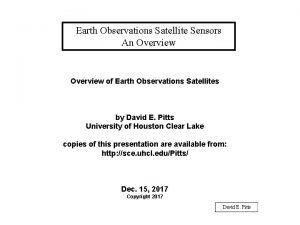 Earth Observations Satellite Sensors An Overview of Earth