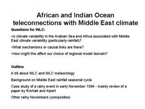 African and Indian Ocean teleconnections with Middle East