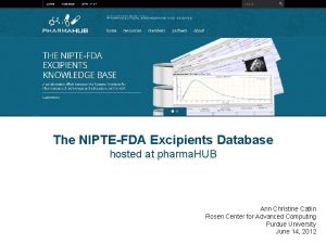 The NIPTEFDA Excipients Database hosted at pharma HUB