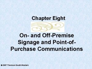 Chapter Eight On and OffPremise Signage and Pointof
