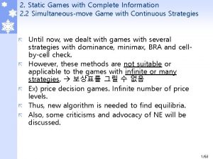 2 Static Games with Complete Information 2 2