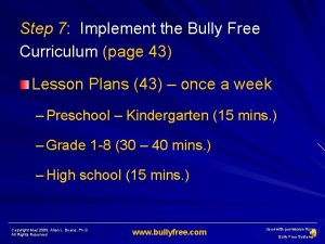 Step 7 Implement the Bully Free Curriculum page