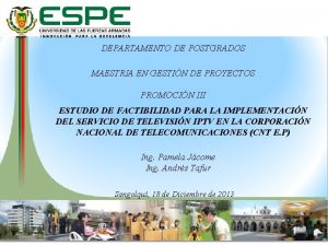 DEPARTAMENTO DE POSTGRADOS MAESTRIA EN GESTIN DE PROYECTOS