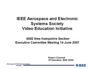 IEEE Aerospace and Electronic Systems Society Video Education