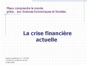 Mieux comprendre le monde grce aux Sciences Economiques