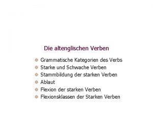 Grammatische kategorien verb