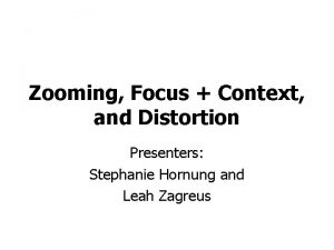 Zooming Focus Context and Distortion Presenters Stephanie Hornung