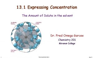 13 1 Expressing Concentration The Amount of Solute