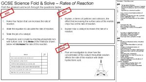 GCSE Science Fold Solve Rates of Reaction Fold