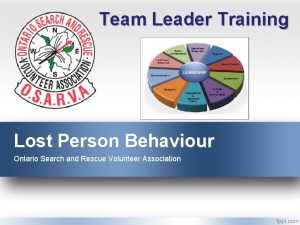 Team Leader Training Lost Person Behaviour Ontario Search