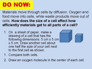 DO NOW Materials move through cells by diffusion