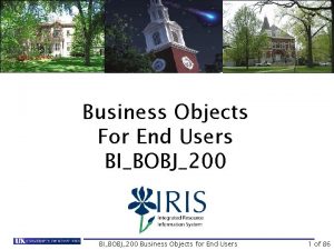 Business Objects For End Users BIBOBJ200 Business Objects