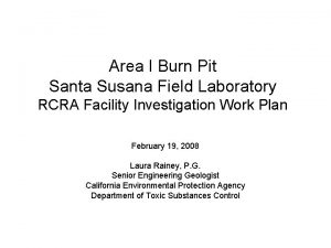 Area I Burn Pit Santa Susana Field Laboratory