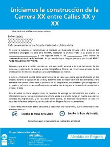 Iniciamos la construccin de la Carrera XX entre