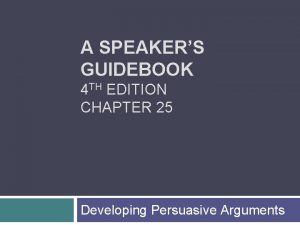 A SPEAKERS GUIDEBOOK 4 TH EDITION CHAPTER 25