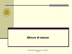 Misure di massa Misure Meccaniche e Termiche Universit