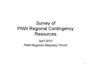 Survey of PNW Regional Contingency Resources April 2010