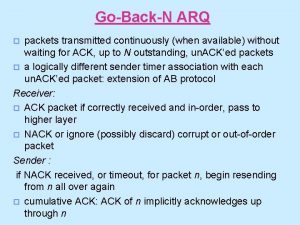 GoBackN ARQ packets transmitted continuously when available without