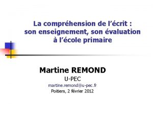 La comprhension de lcrit son enseignement son valuation