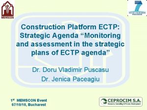 Construction Platform ECTP Strategic Agenda Monitoring and assessment