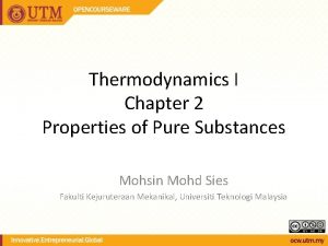 Thermodynamics I Chapter 2 Properties of Pure Substances